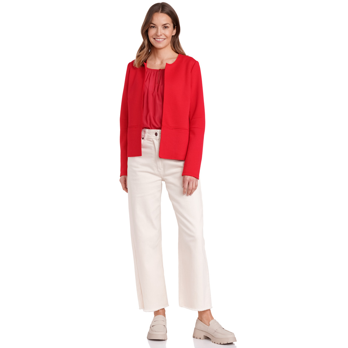Gina Benott Damen Blazer mit leichter Struktur rot