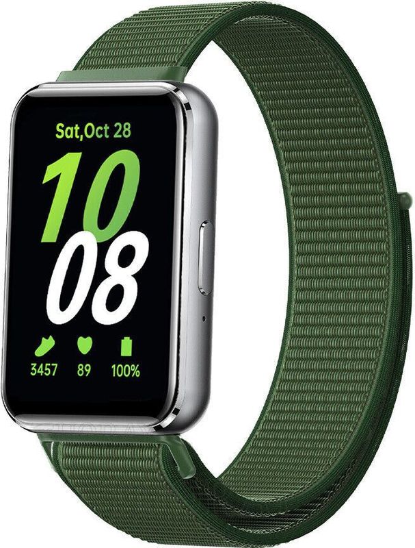 STRAP-IT - Nylon Band - Zwart - Geschikt voor Samsung Galaxy Fit 3