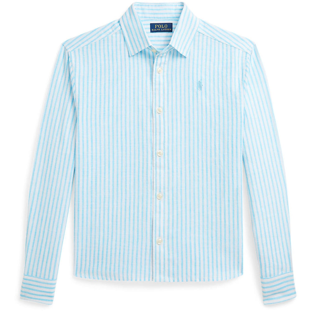 Køb Polo Ralph Lauren Turquoise Nova/Whte Stripe Girl Knap Front Skjorte
