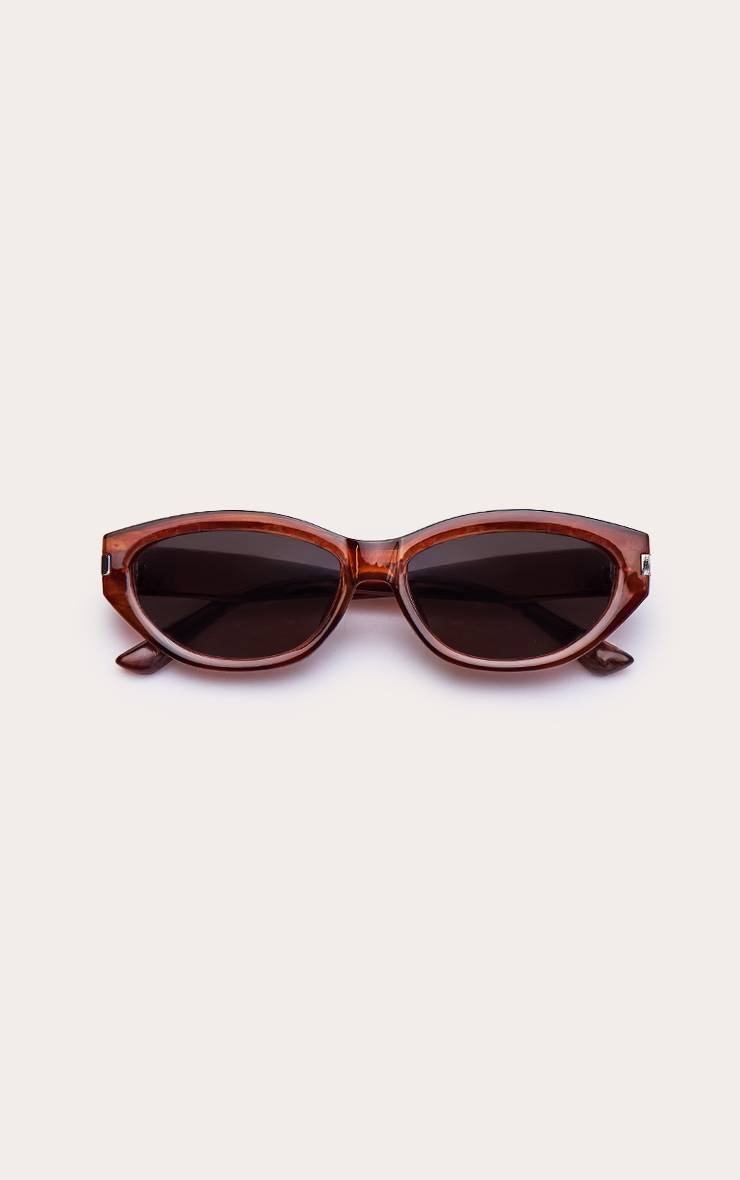 Marron Lunettes De Soleil Œil-de-chat Ovales Effet Marbre