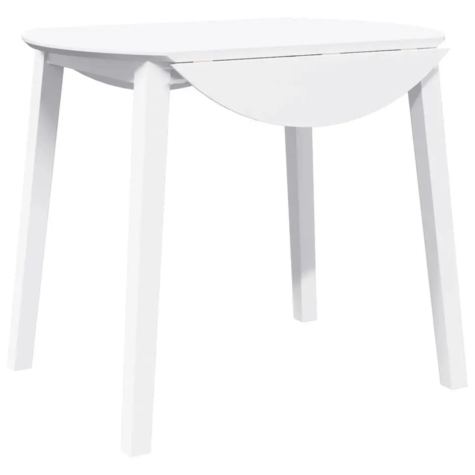 vidaXL Eettafel - Inklapbare tafel - Wit - Massief rubberhout - 90x90x55 cm