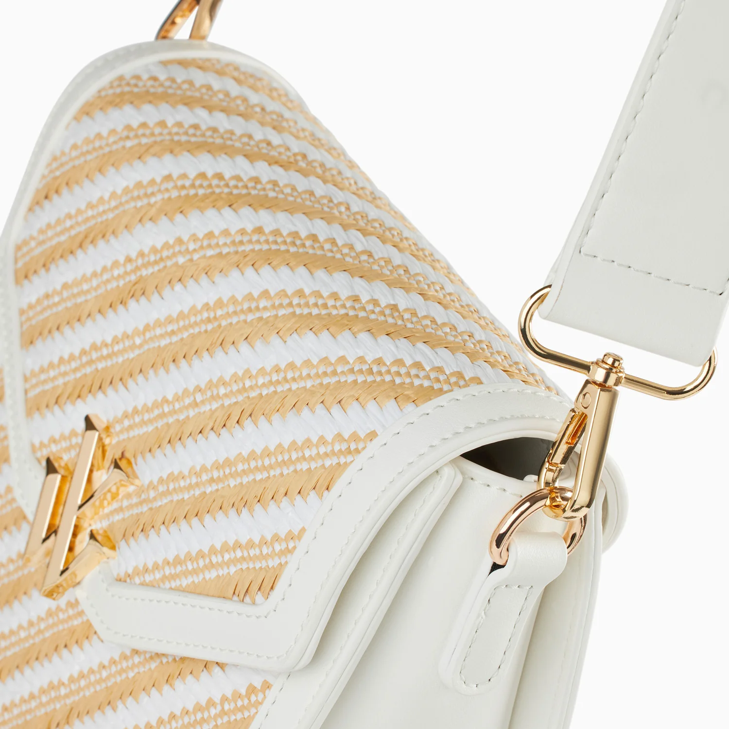 Sacs-Petit sac cartable Aline blanc et beige tressé