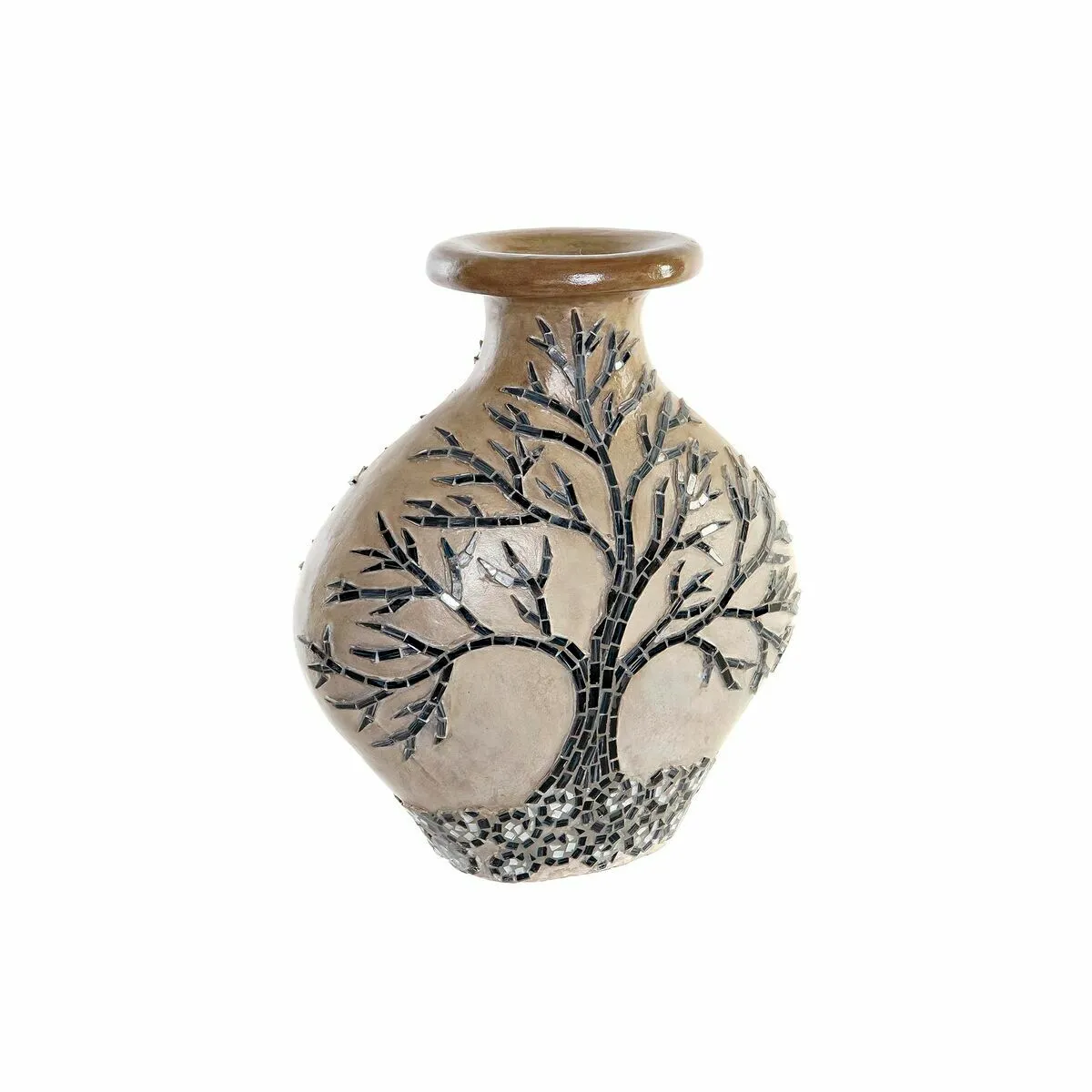 DKD Home Decor Vase Arbre Verre Noir/Beige