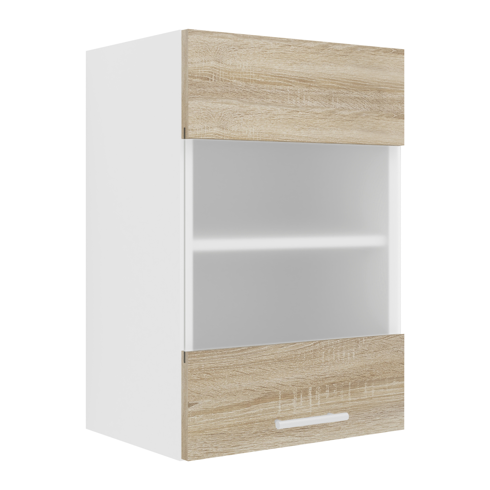 Glas-Hängeschrank ESILO - weiß - Sonoma Eiche - 40 cm