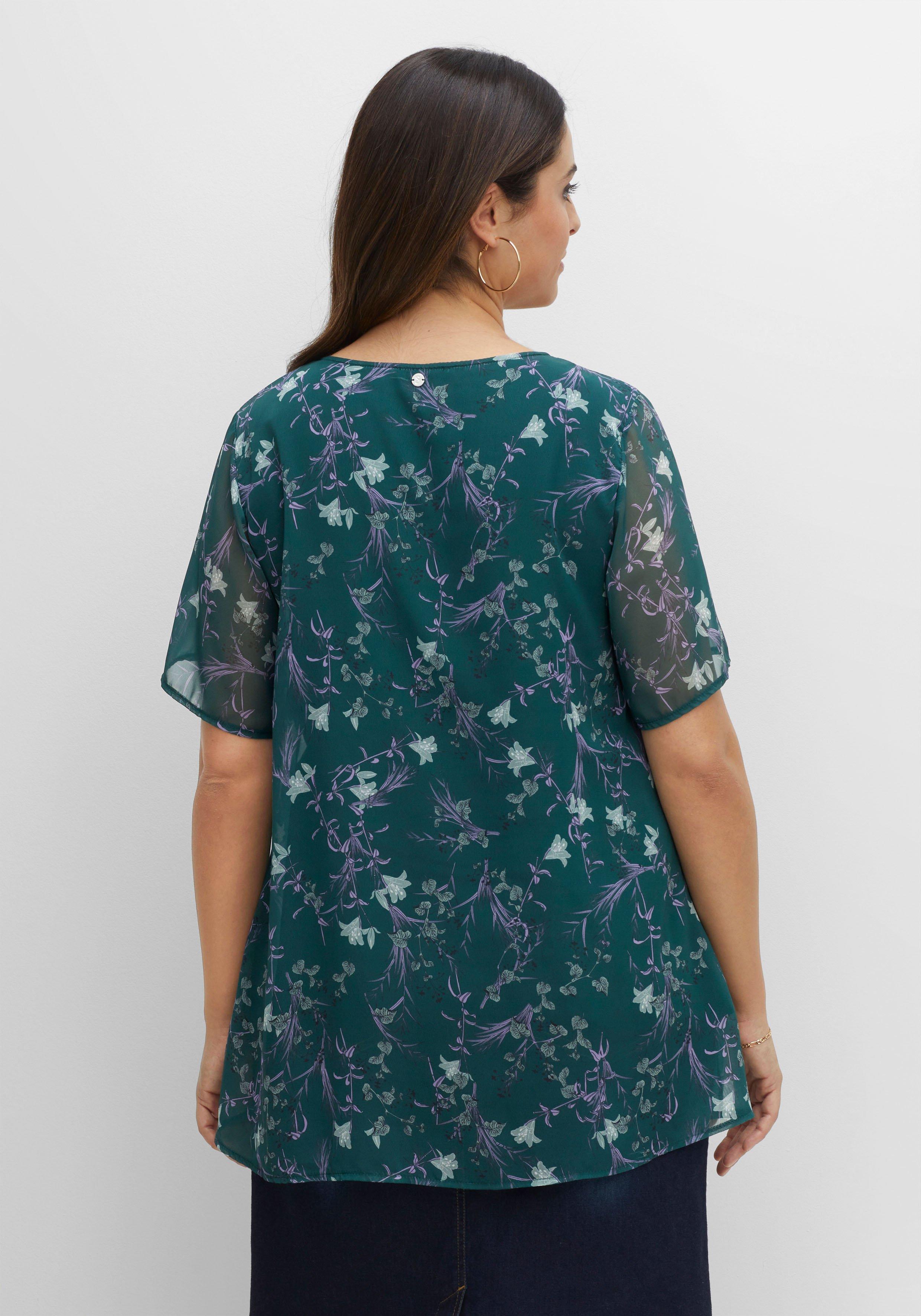 Shirt aus Chiffon mit Alloverdruck und Falten von