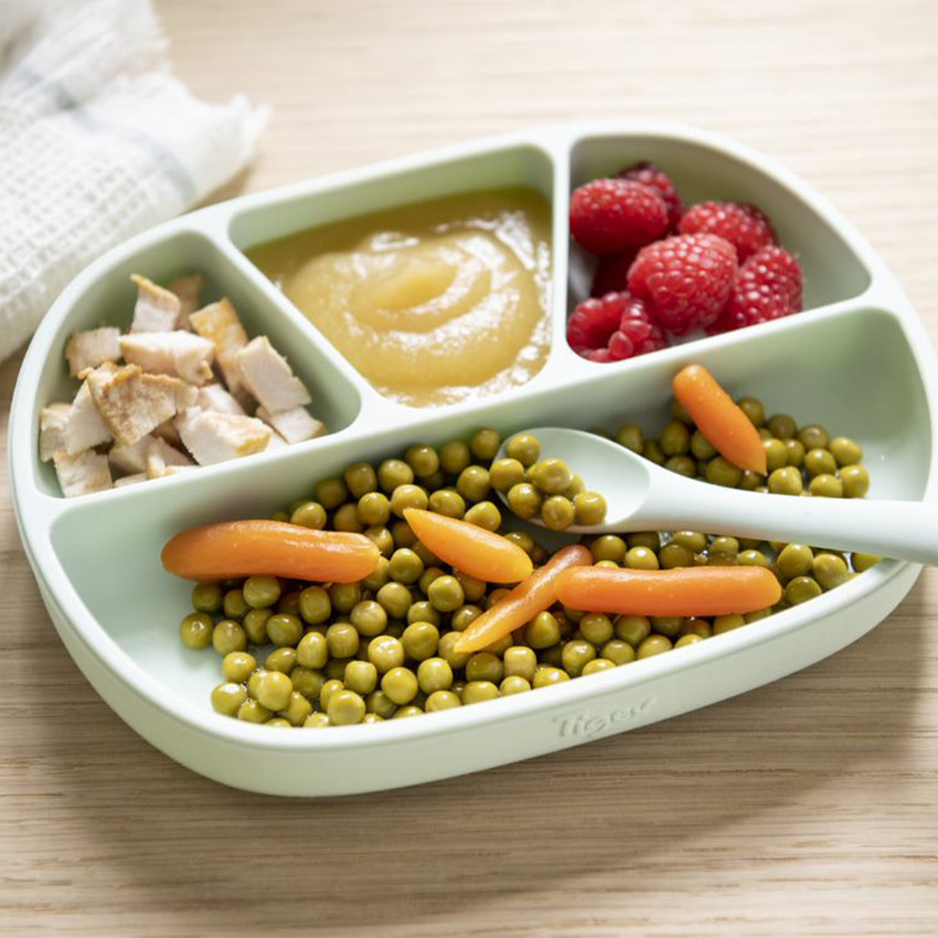 Assiette à 4 compartiments en silicone avec ventouse