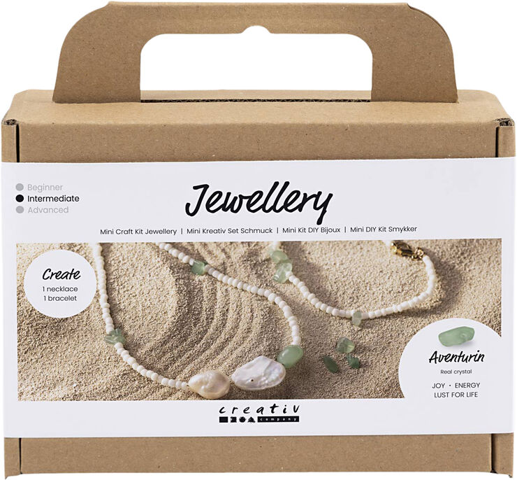 Creativ Company Mini DIY Kit Smykker, Aventurin, halskæde og -armbånd