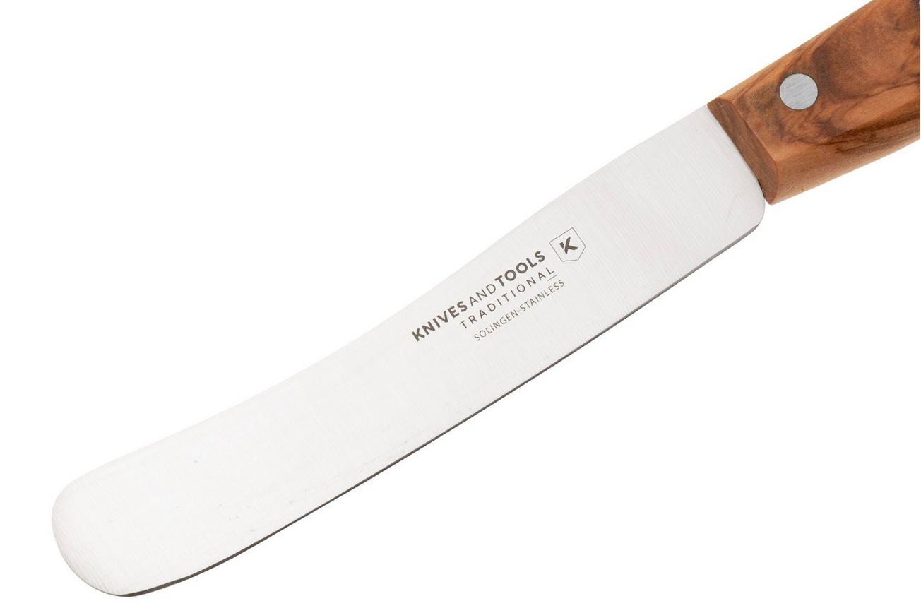 Knivesandtools Traditional Buckels, roestvast staal, olijfhout, 4-delige Buckels ontbijtmessenset