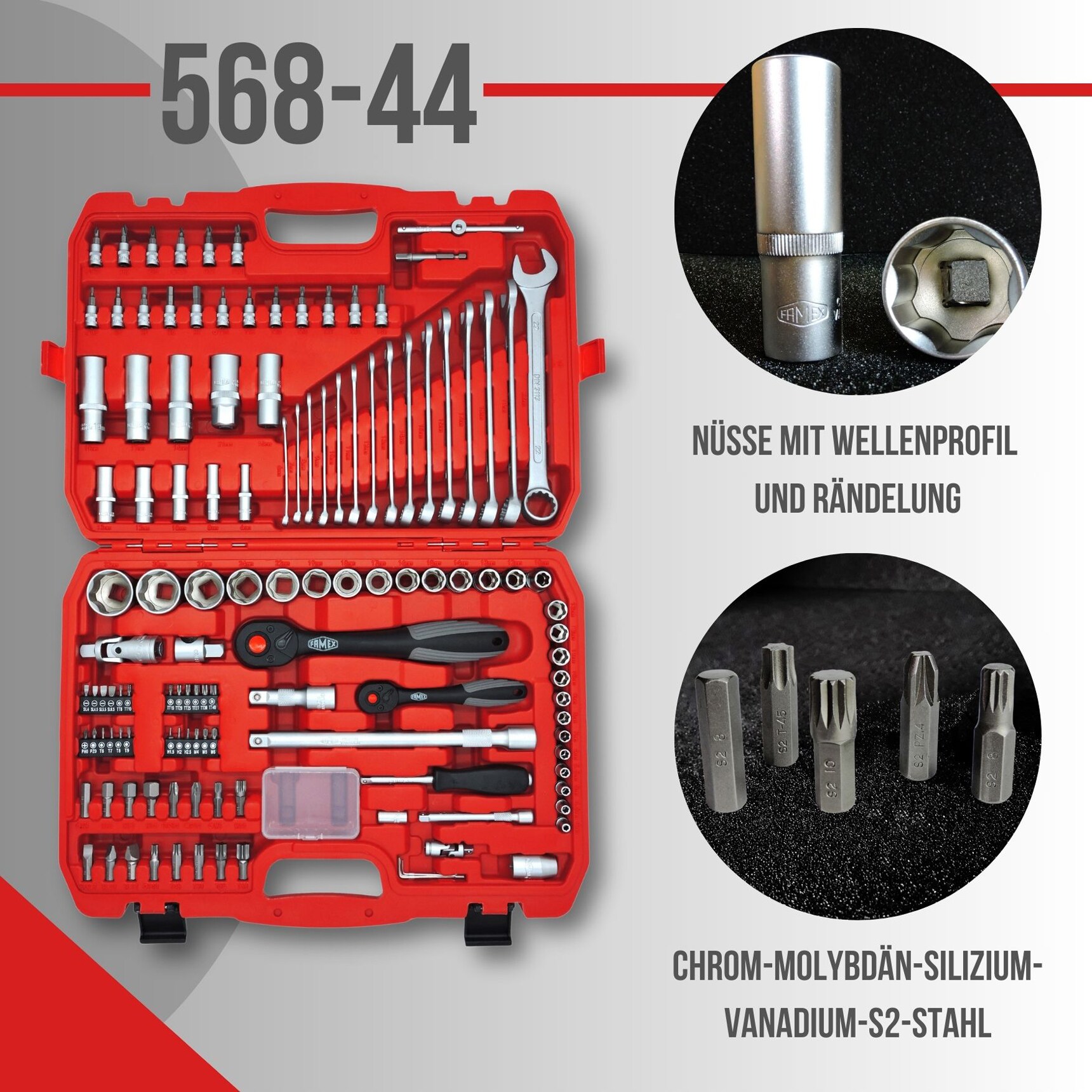 FAMEX 568-44 Mechaniker Steckschlüsselsatz 125-teilig