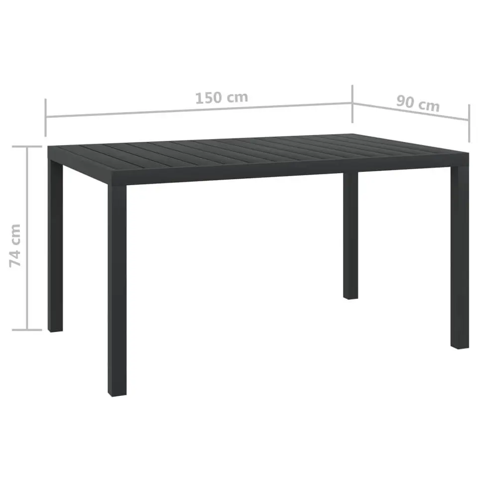 vidaXL - Tuintafel - Zwart - WPC - 150 x 90 x 74 cm