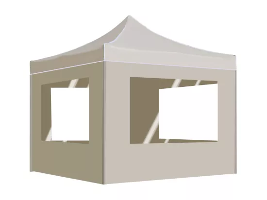 Tente de réception pliable avec parois Aluminium 3 x 3 m Crème