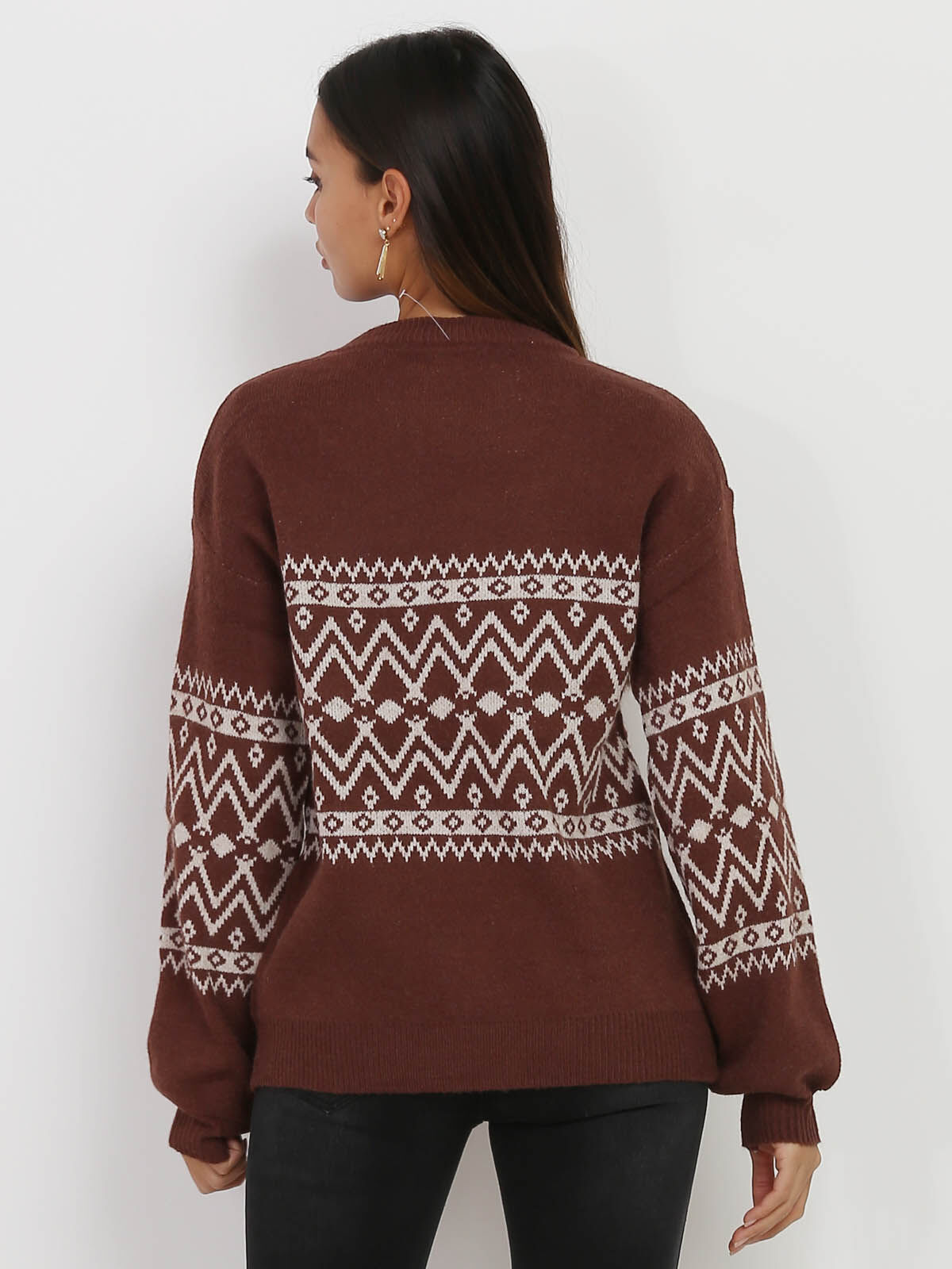 Pull jacquard- Marron