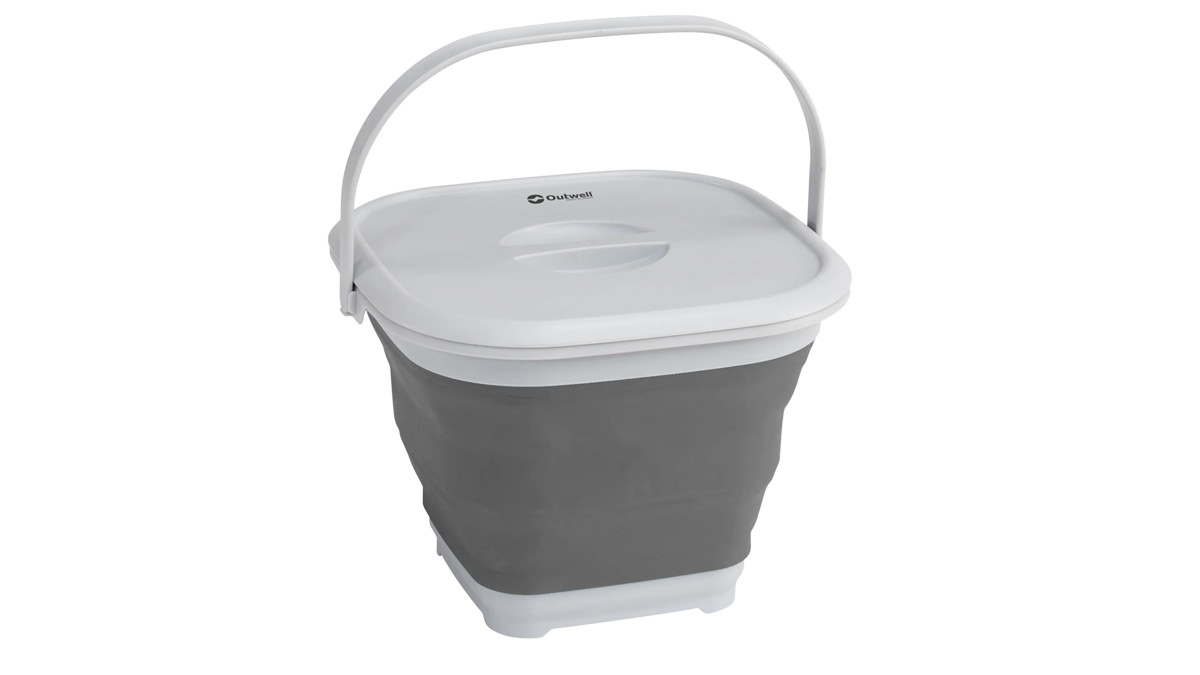 Eckiger Eimer Collaps mit Deckel Grey Mist