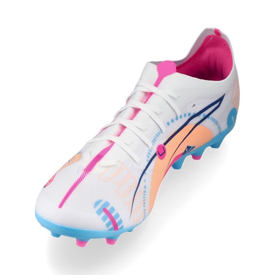 PUMA Ultra 5 Match MG Volume Up - Blanc/Bleu/Poison Pink/Fizzy Melon