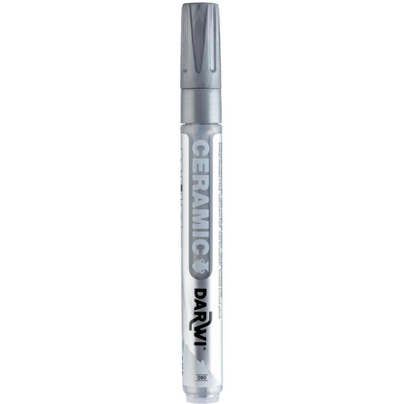 DARWI Marqueur Peinture sur Céramique à Froid Pointe Conique Fine 2mm - Argent