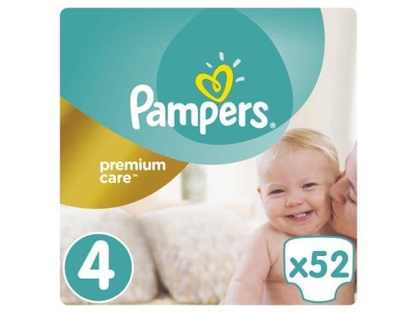 Pampers Premium Care, 7 kg, 18 kg, Hvit, 9 måned(er), 12 måned(er), 52 stykker