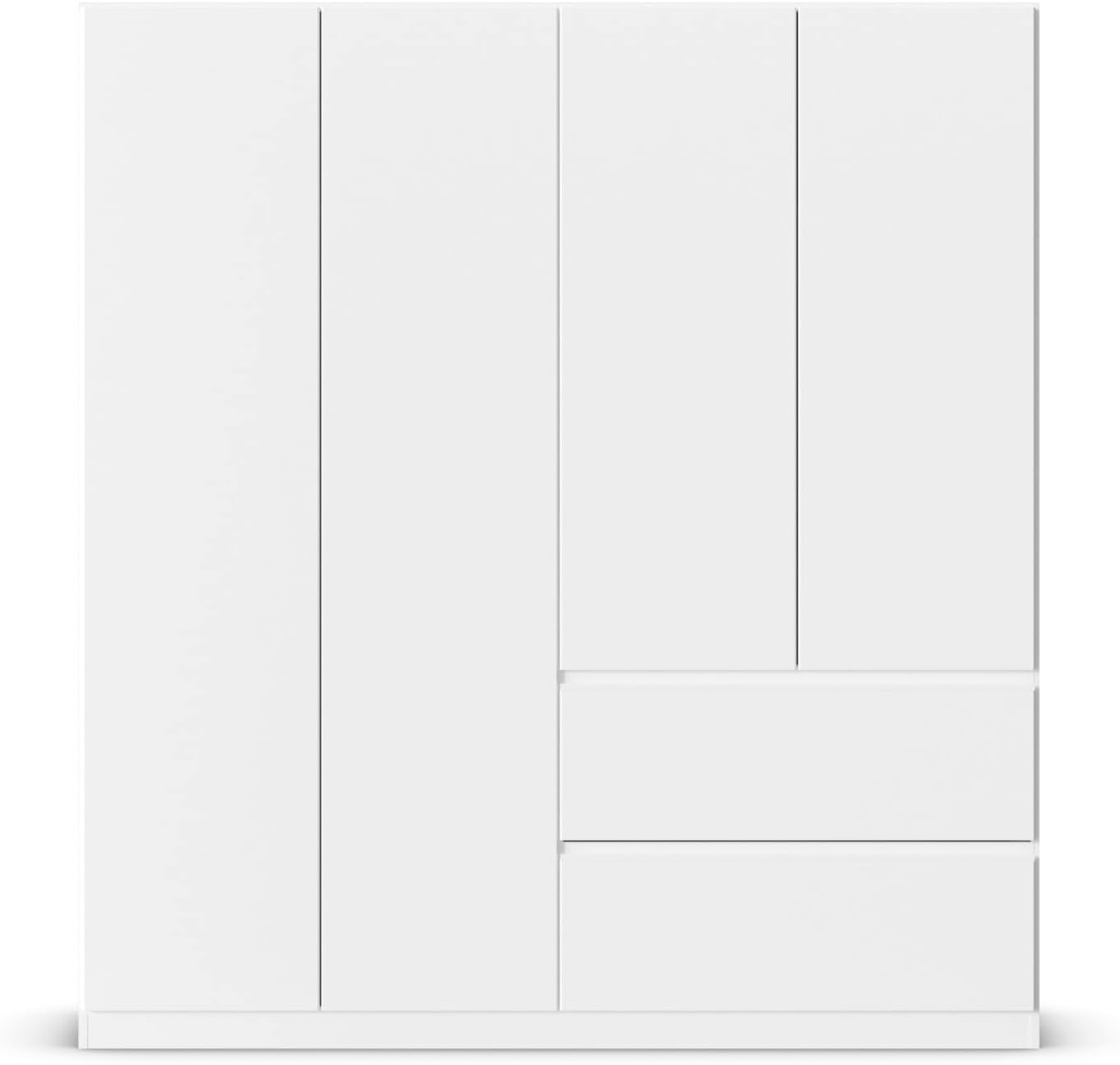 Rauch Möbel Costa, Kleiderschrank für Schlafzimmer, Kinderzimmer, Babyzimmer, Jugendzimmer, Flur, Garderobe 4-türig, 2 Schubladen, Push-to-Open, Farbe Weiß, Breite 181 cm