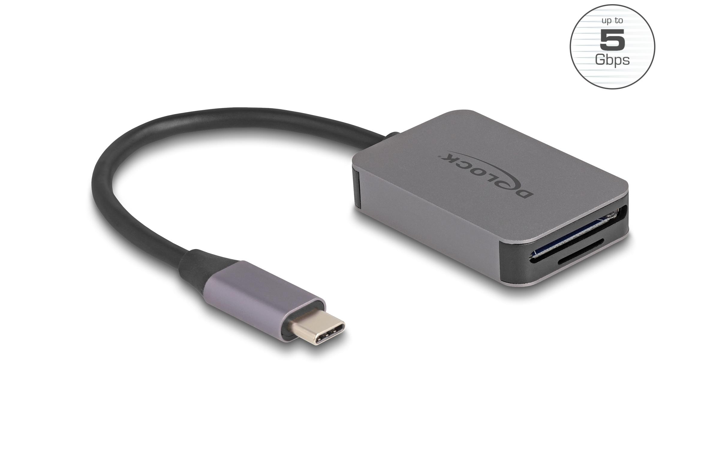 Card Reader Extern USB-CDelock USB Type-C Card Reader im Aluminium Gehäuse für SD oder Micro SD Speicherkarten