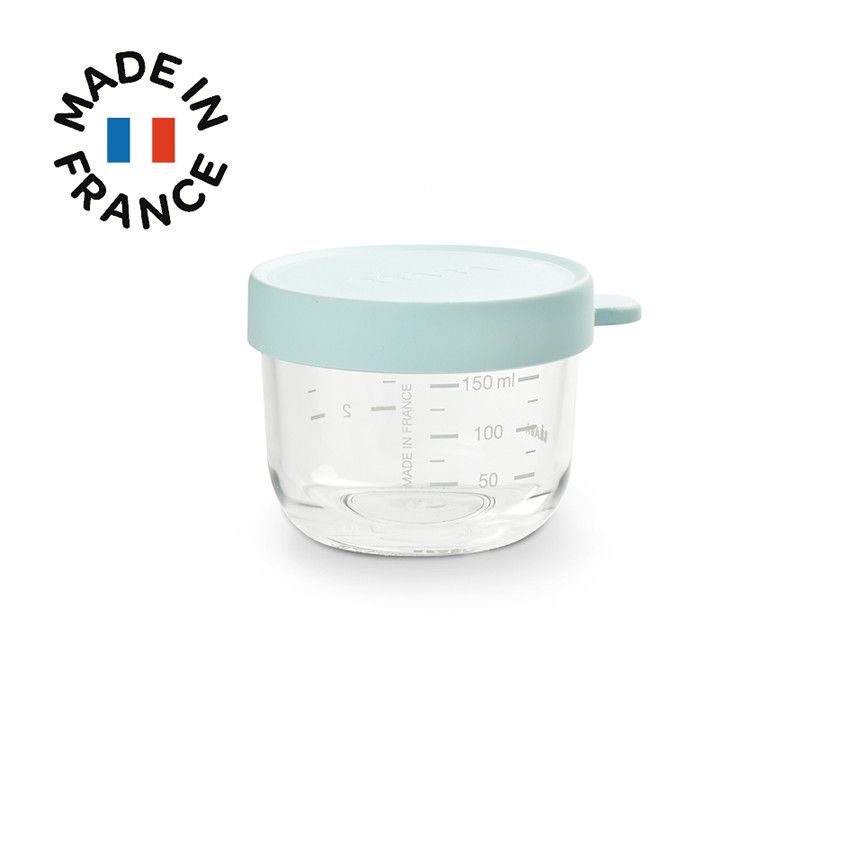 Pot de conservation en verre 150 ml – Bleu - Ecru