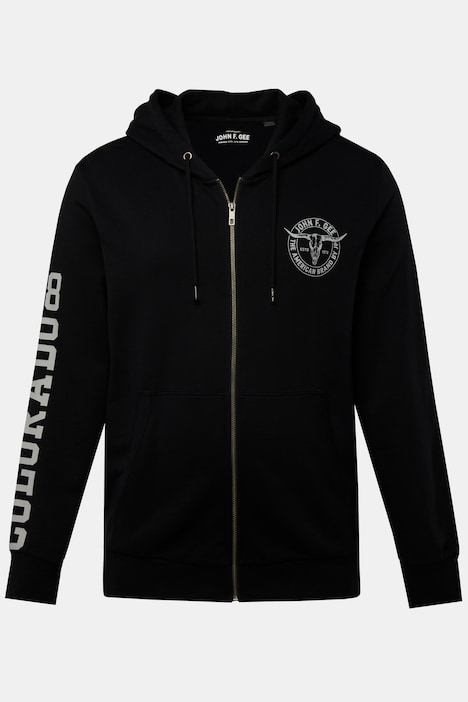 John F. Gee Hoodiejacke, Ärmelprint, Kängurutasche, bis 8 XL