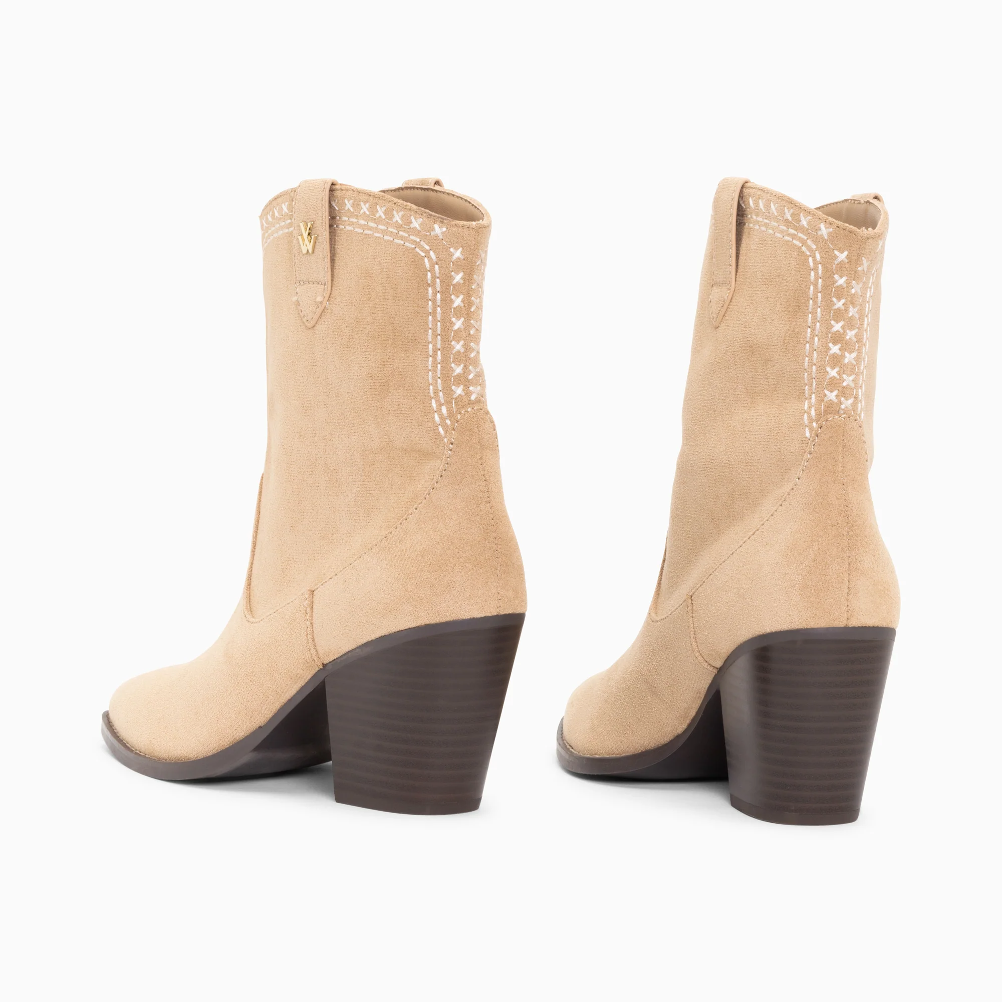 Bottines-Bottines santiags Danae montantes beiges à broderies