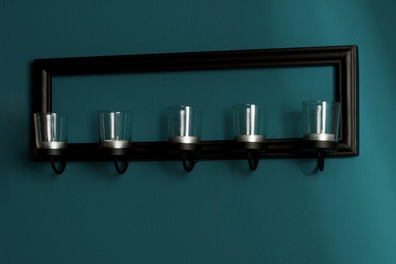 Wandteelichthalter MIRROW - schwarz - Metall - 53 cm