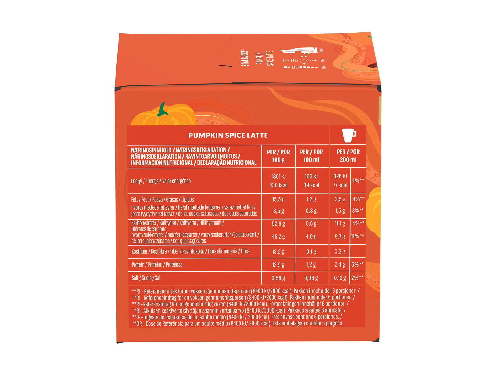 CAPSULAS STARBUCKS NDG PUMPKIN SPICE LATTE 6 UN