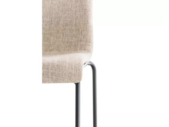Tabouret de bar - Tissu & Noir - Crème - Hover