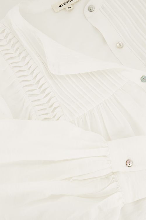 Witte blouse met pintuck & ballon mouwen