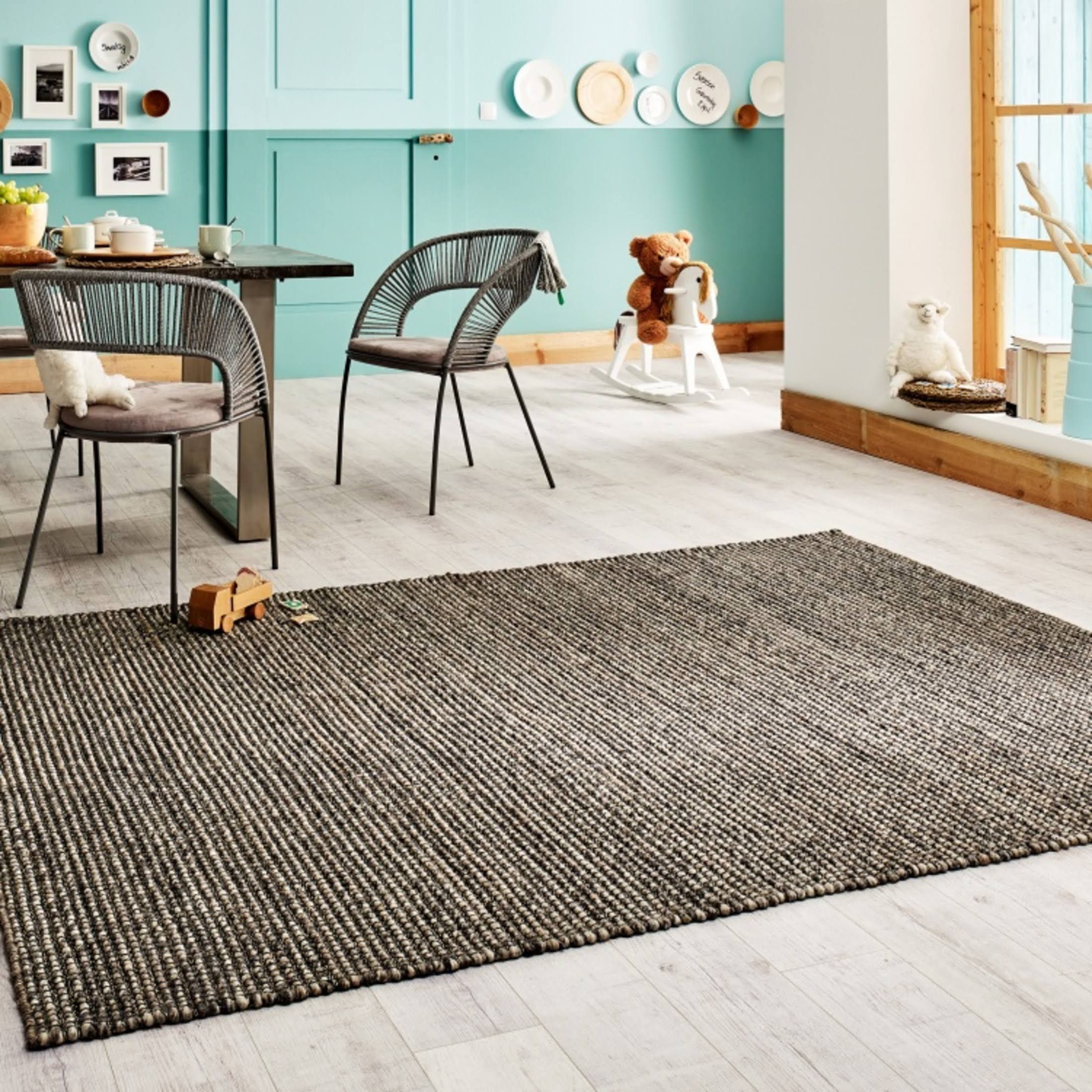 Kibek | Handweb-Teppich - Aarhus | Creme | 150 cm Ø | 75 % Schurwolle,