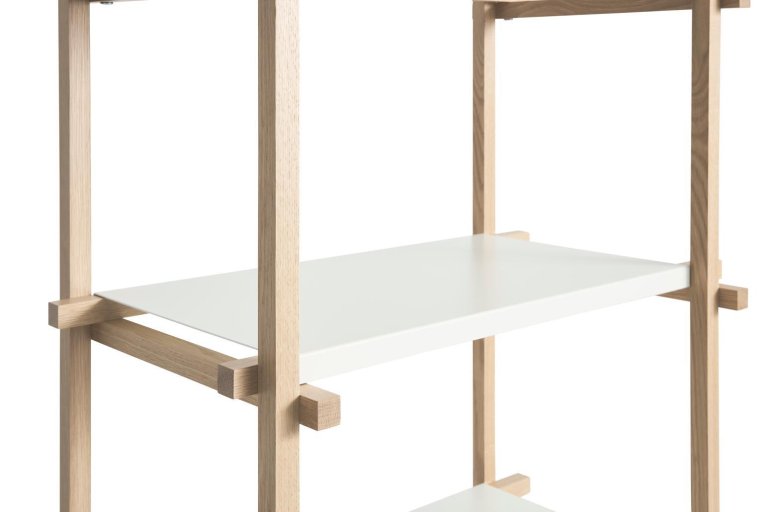 Hay Woody Column High stellingkast beuken frame, Smokey Grey