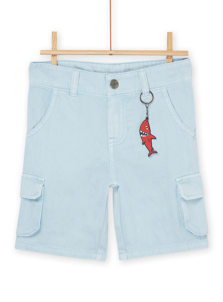 Bermuda bleu givré à porte-clés requin