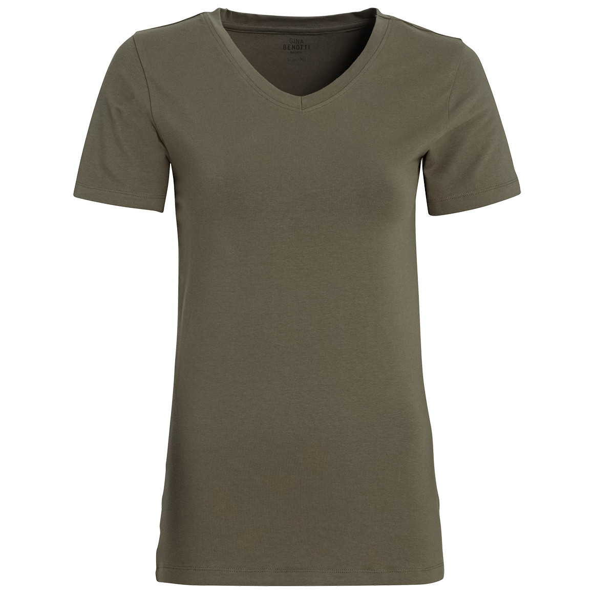 Gina Benotti Damen T-Shirt mit V-Ausschnitt oliv