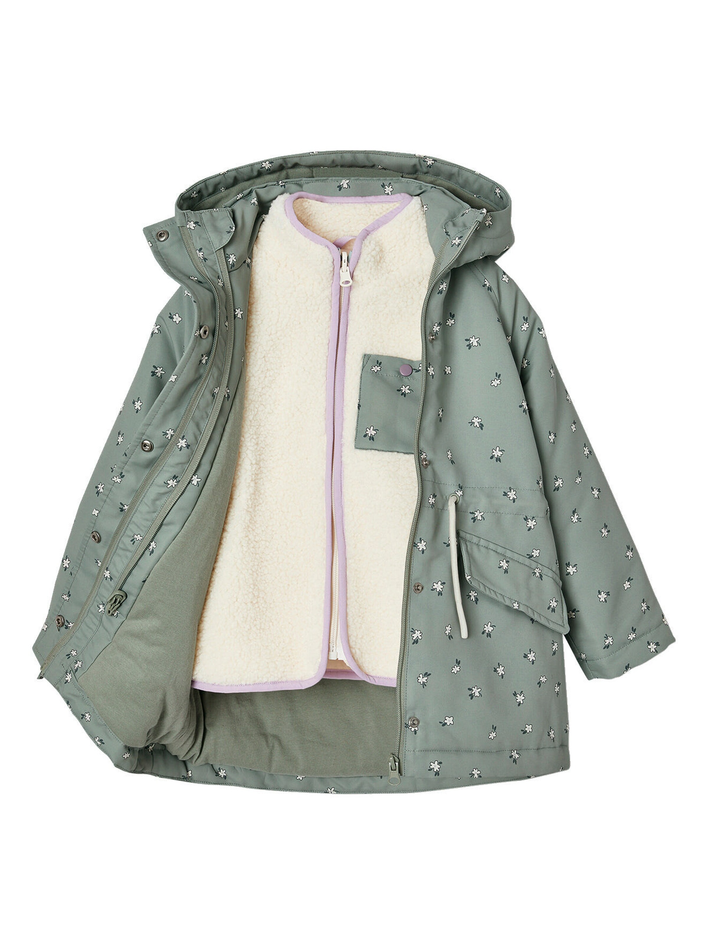 Vertbaudet Mädchen 3-in-1-Jacke mit Recycling-Polyester graugrün