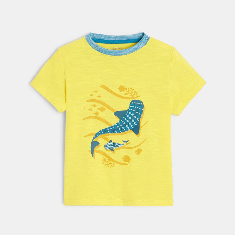 T-shirt requins et short micro-rayures bleu bébé garçon Bleu