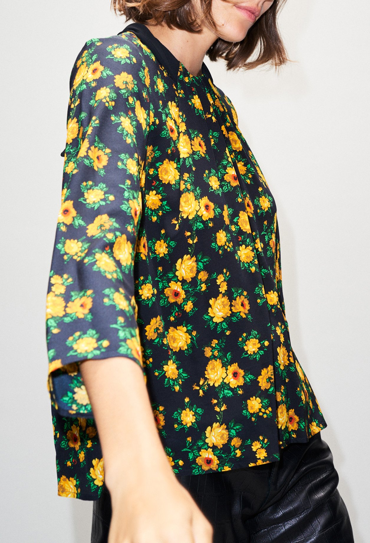Blouse en soie imprime fleuri