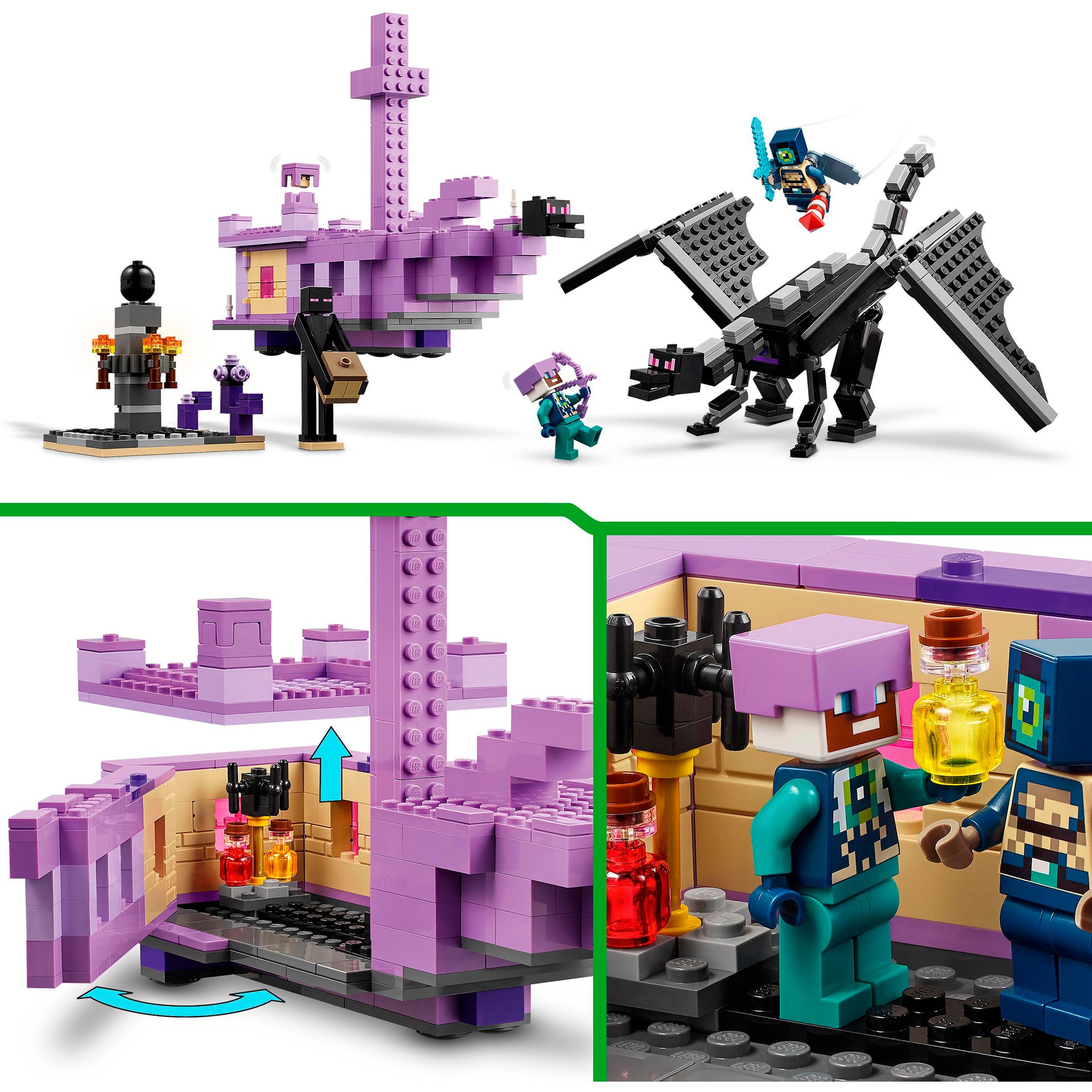 LEGO Konstruktionsspielzeug Minecraft Der Enderdrache und das Endschiff