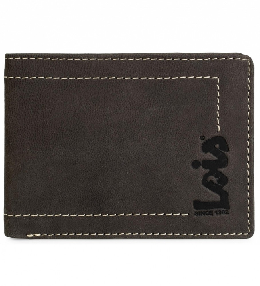 Carteira de couro Lois 201507 marrom escuro - 11,5 x 9 cm -