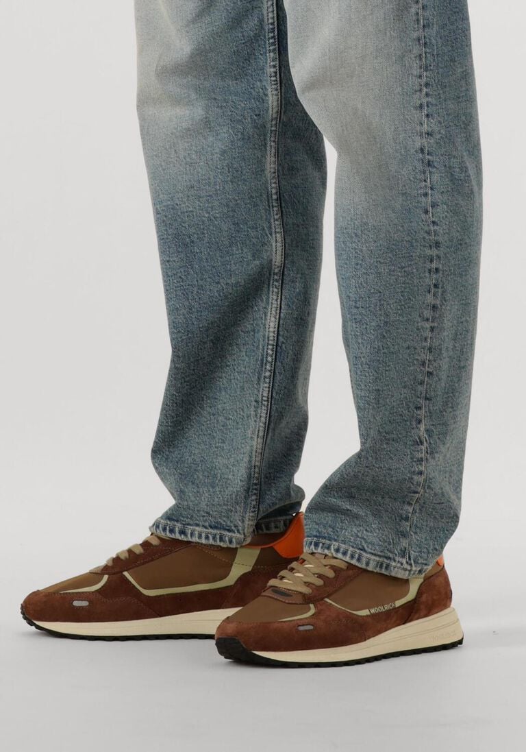 bruine woolrich lage sneakers retro sneaker man camoscio