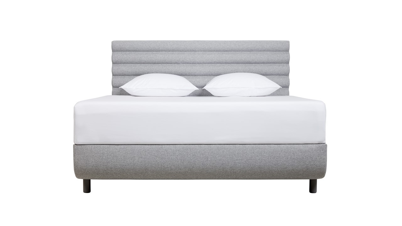 TEMPUR® Bed Arc met hoofdbord Vectra, schotelbodem en Pro matrassen stone