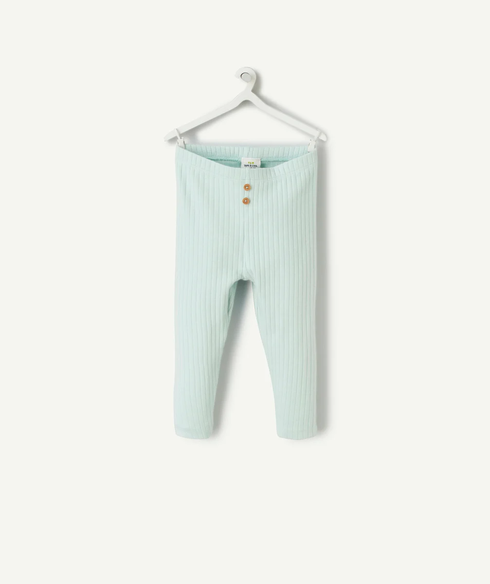 LEGGING BÉBÉ GARÇON EN COTON BIO CÔTELÉ VERT CLAIR