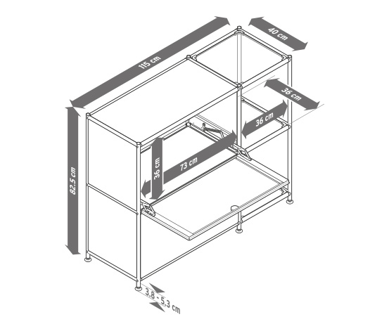 Sideboard Metall »CN3« mit 2 Klappenfächern, grau