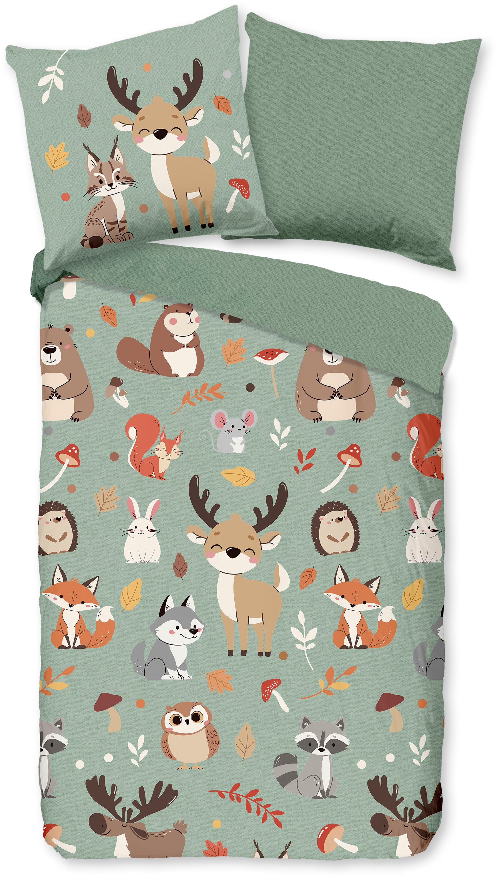 good morning Kinderbettwäsche »Ville« 2 Stk. tlg. Baumwolle, Renforcé, Wendeoptik, Kind, Herbst, Tiere