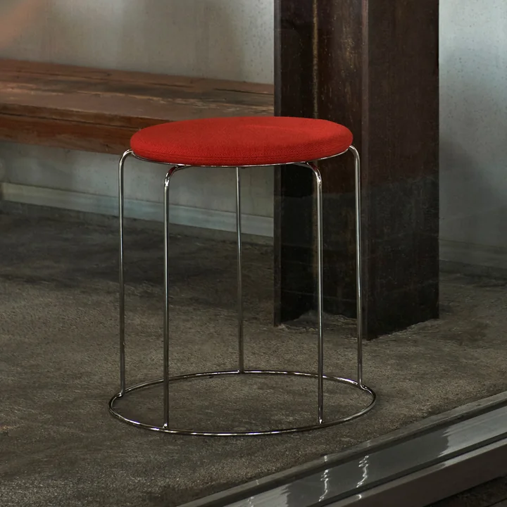 &Tradition - Wire Hocker mit Sitzauflage VP11, Edelstahl / blau (Kvadrat Hallingdal 723)
