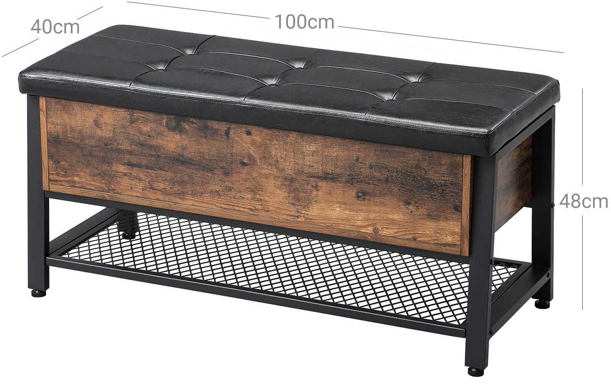 Sitztruhe mit Stauraum 100 x 47 cm, Braun/Schwarz<br>Gepolsterte Sitzgelegenheit mit Schuhablage