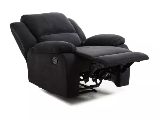 Fauteuil Relaxation 1 place Microfibre Noire Léo - L88 x 93 x 96cm - Loungitude