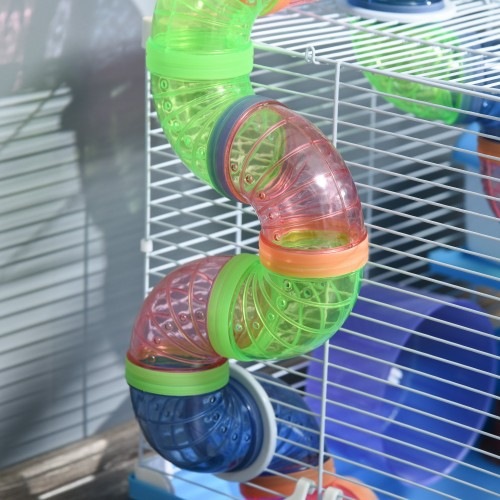 Gaiola de arame metálico azul e branca PawHut para hamsters