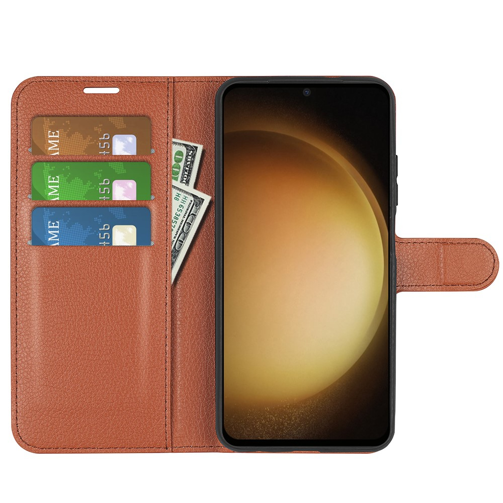 Samsung Galaxy S24  Plus Leder Tasche Flip Cover Litchi Look - Braun