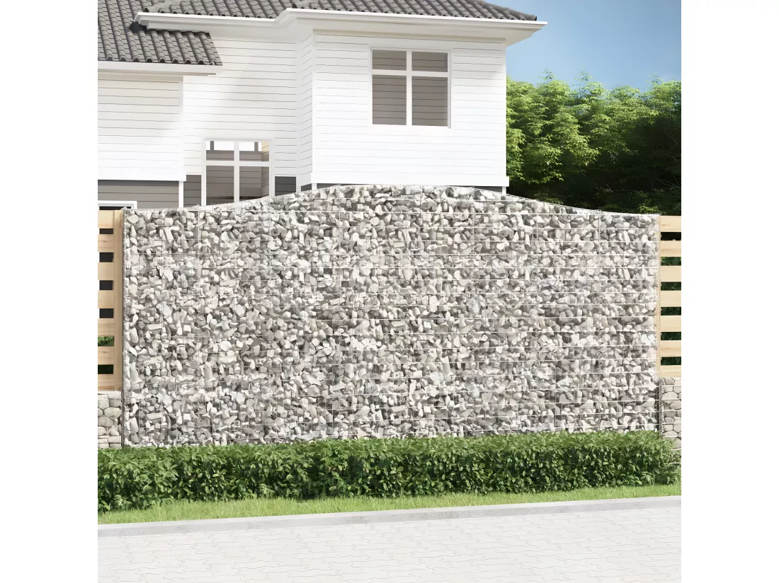Panier de gabions arqué 400x30x200/220 cm Fer galvanisé