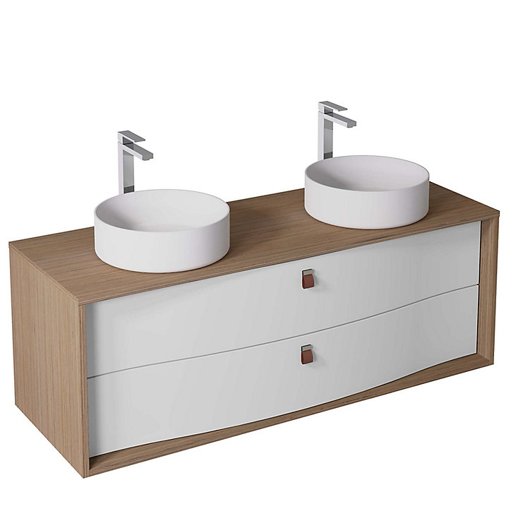 Meuble sous vasque à suspendre Havana blanc mat 2 tiroirs 140 cm